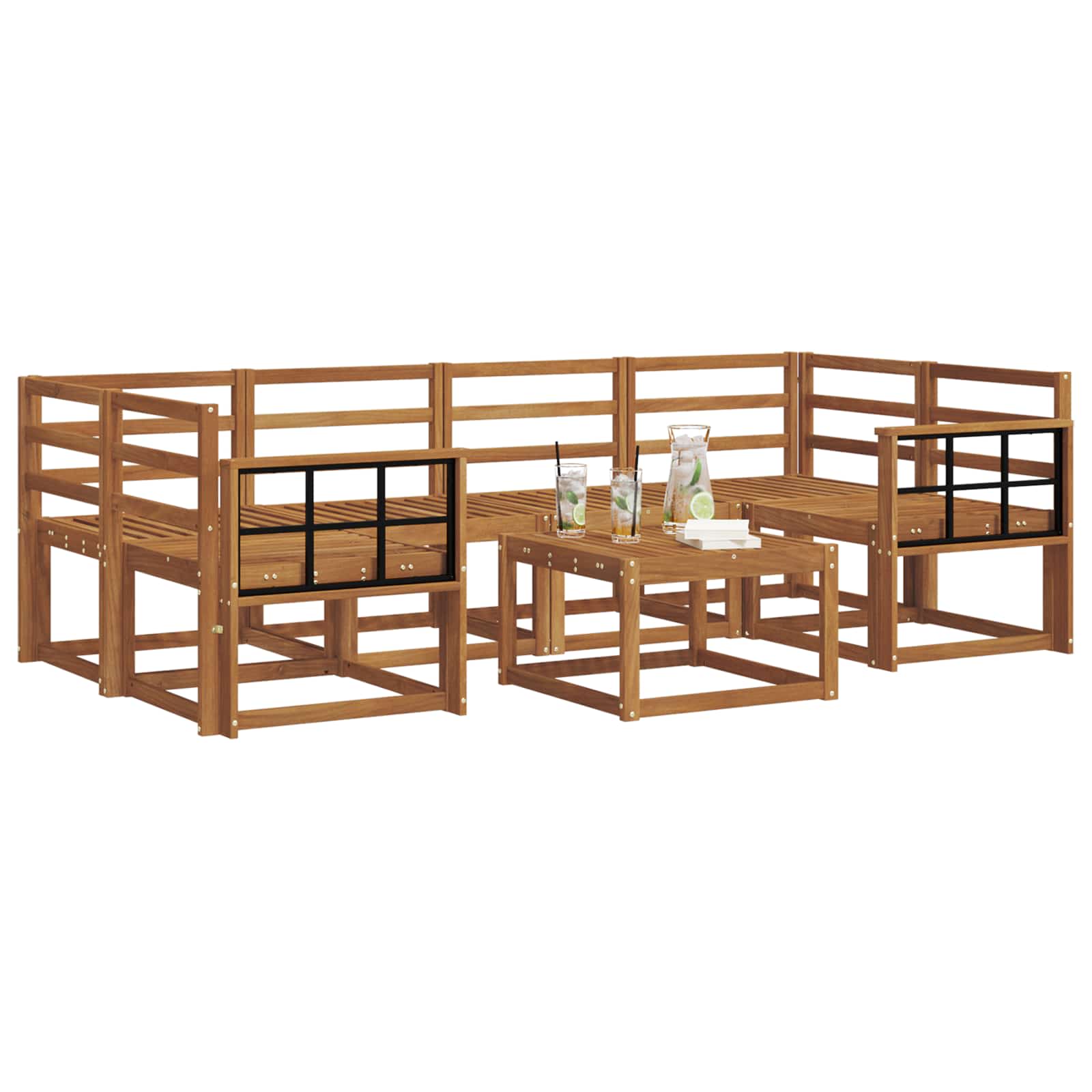 Outdoor-Sofagarnitur 7 pcs Natur Massivholz Akazie