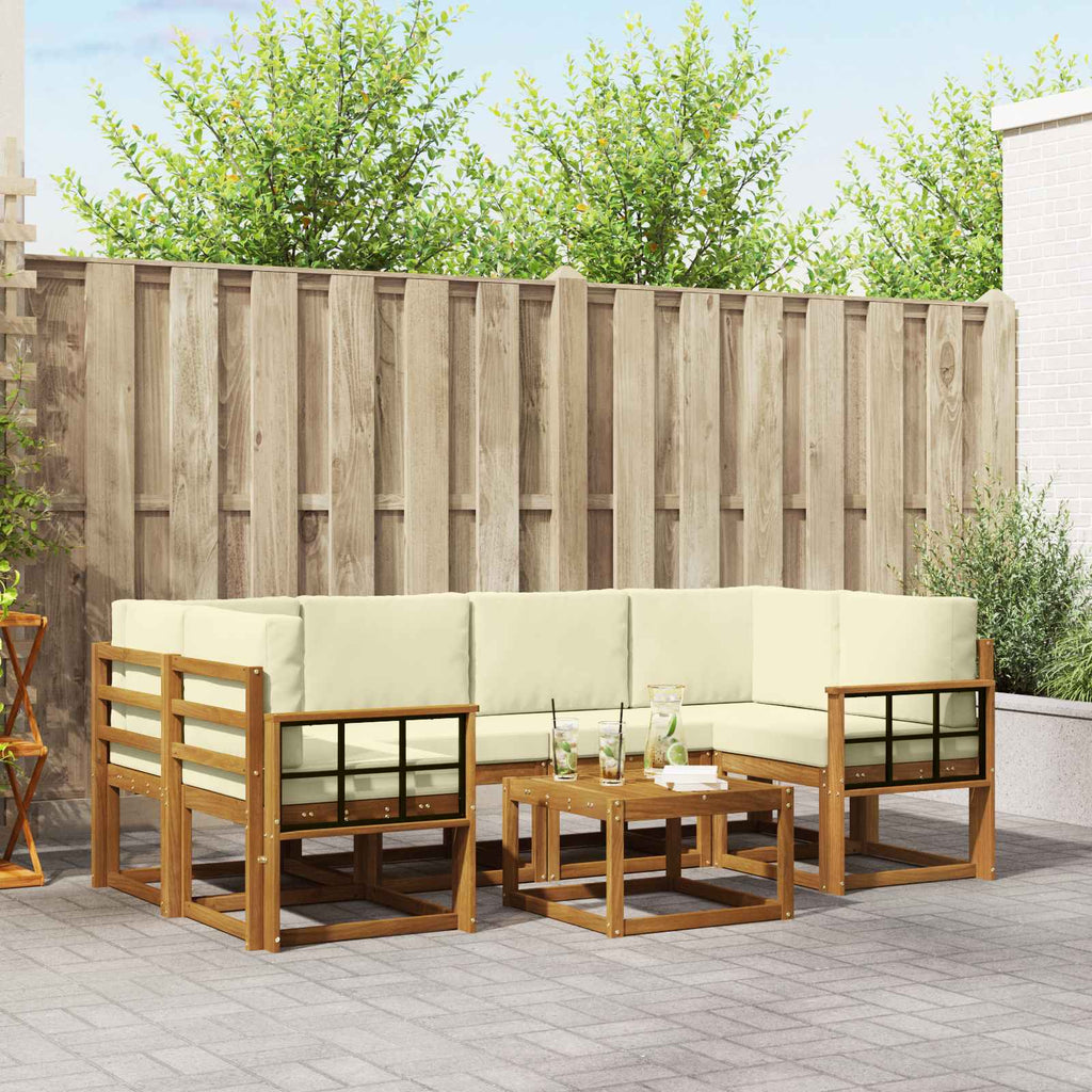 Outdoor-Sofagarnitur mit Kissen 7 pcs Natur und Creme