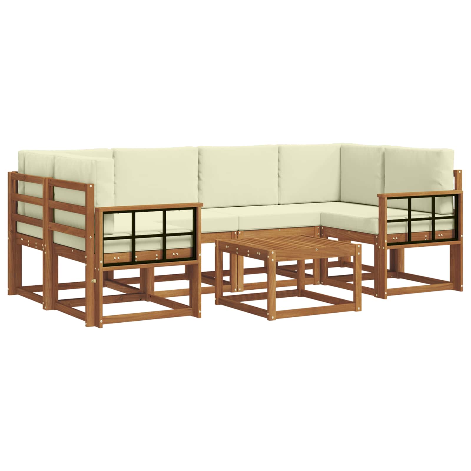 Outdoor-Sofagarnitur mit Kissen 7 pcs Natur und Creme