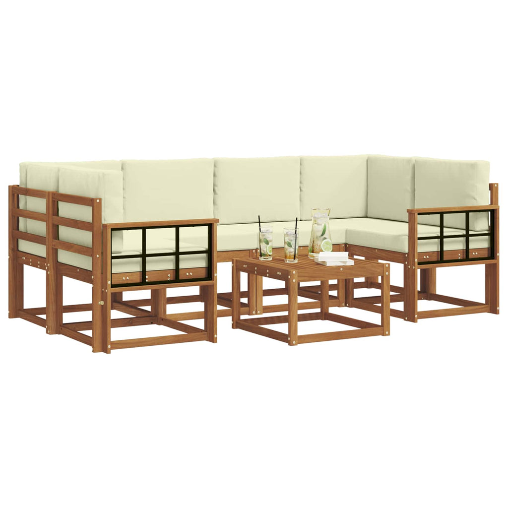 Outdoor-Sofagarnitur mit Kissen 7 pcs Natur und Creme
