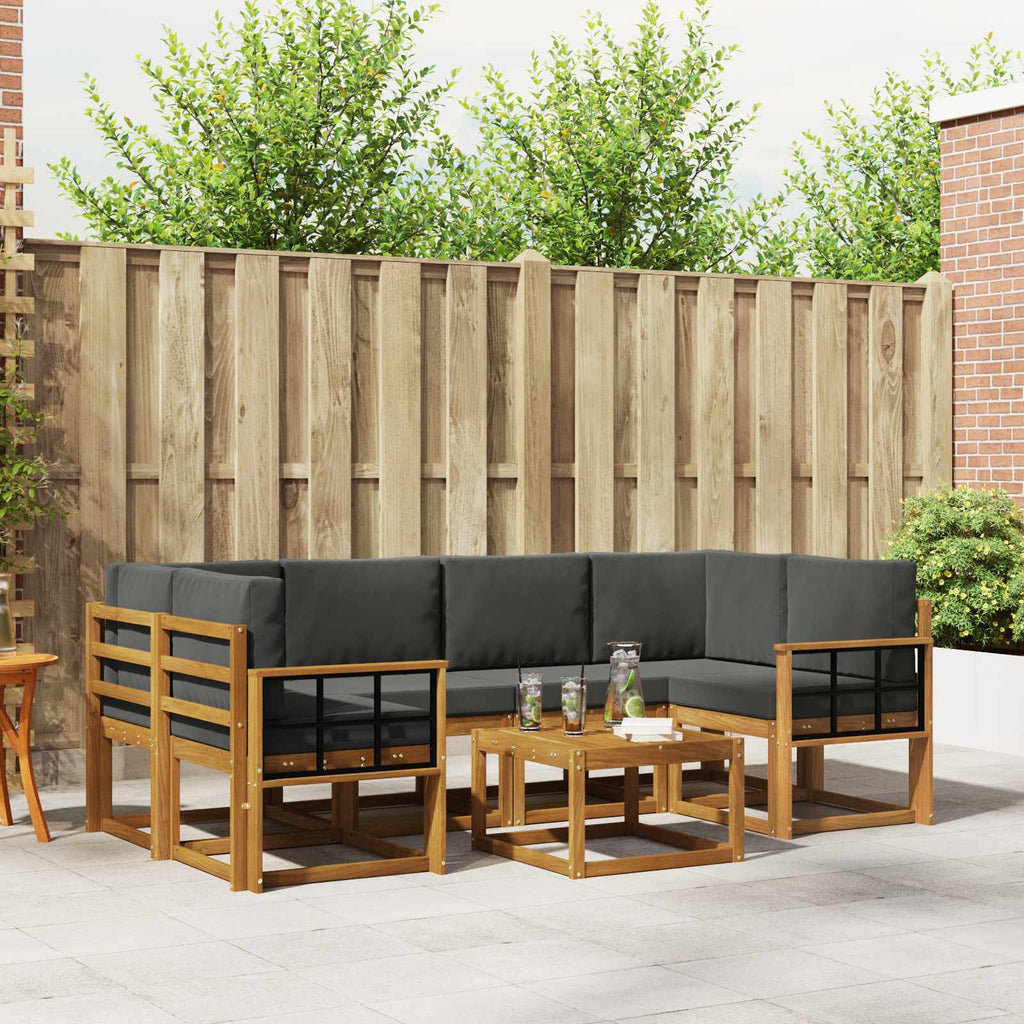 Outdoor-Sofagarnitur mit Kissen 7 pcs Natur und Anthrazit