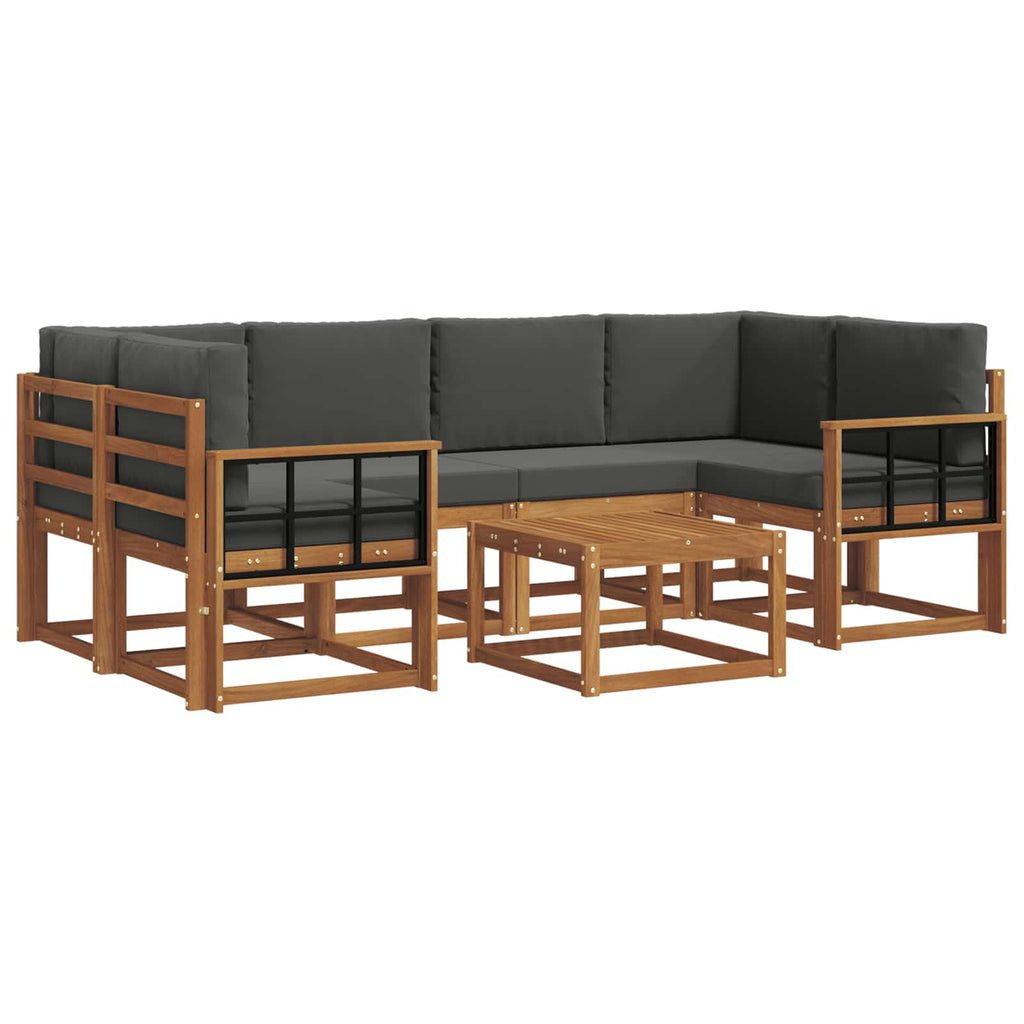 Outdoor-Sofagarnitur mit Kissen 7 pcs Natur und Anthrazit