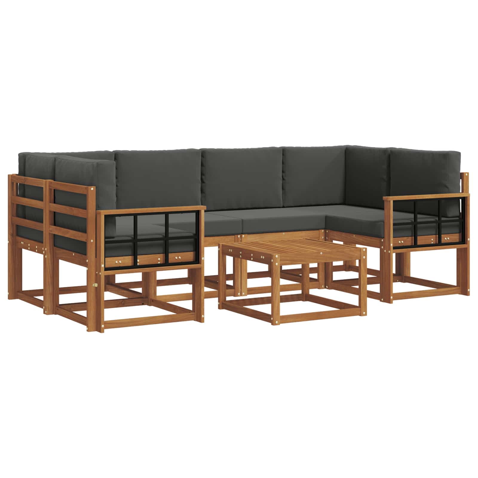 Outdoor-Sofagarnitur mit Kissen 7 pcs Natur und Anthrazit
