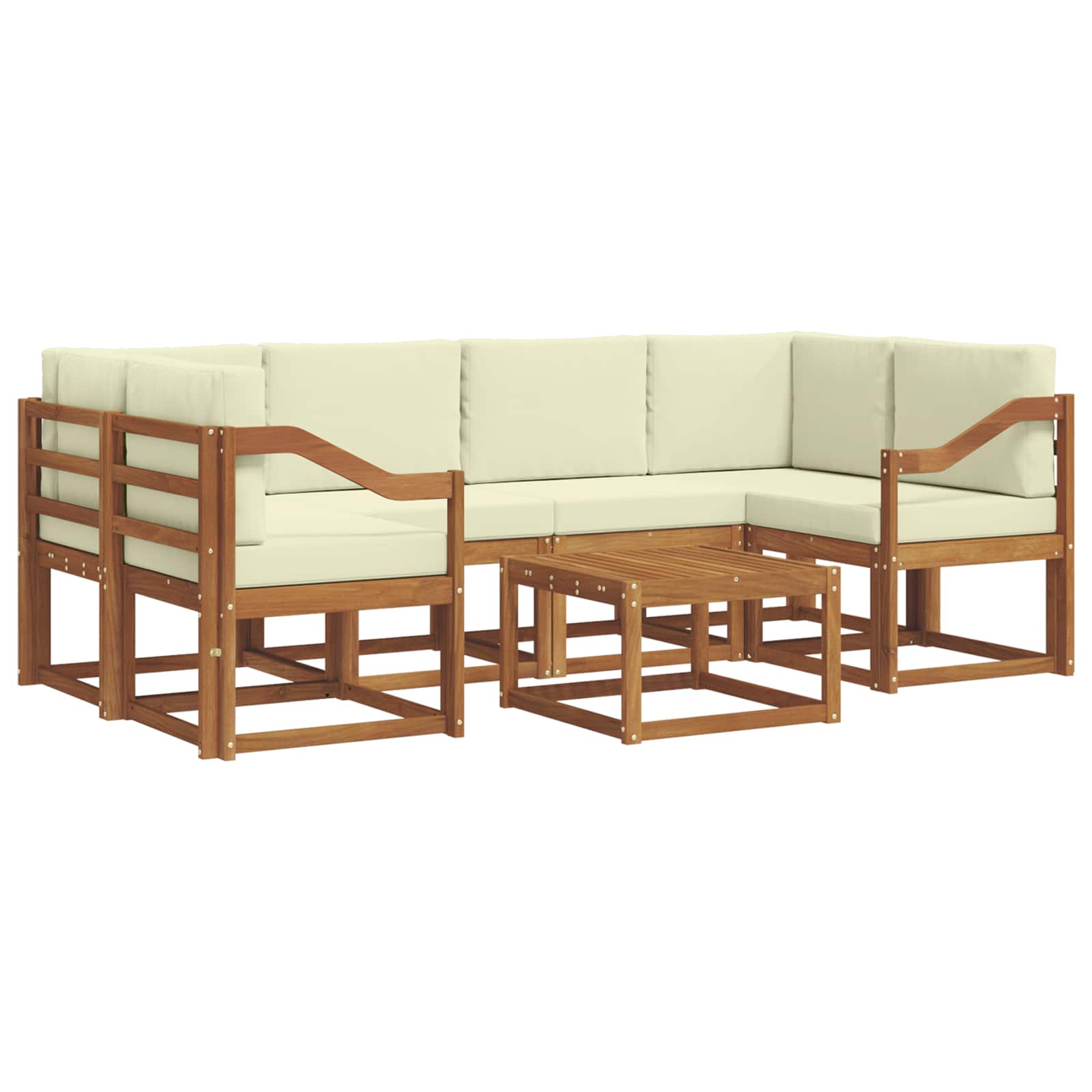 Outdoor-Sofagarnitur mit Kissen 7 pcs Natur und Creme