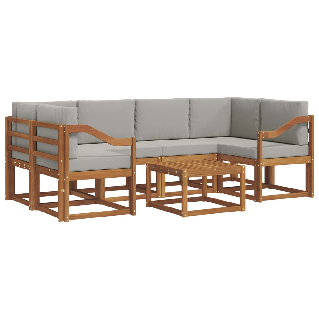 Outdoor-Sofagarnitur mit Kissen 7 pcs Natürlich und Hellgrau