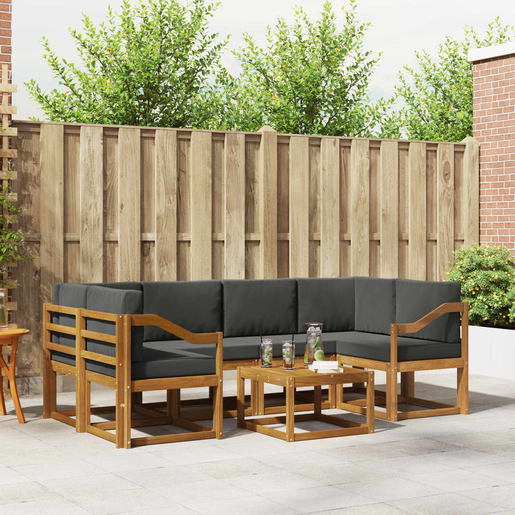 Outdoor-Sofagarnitur mit Kissen 7 pcs Natur und Anthrazit