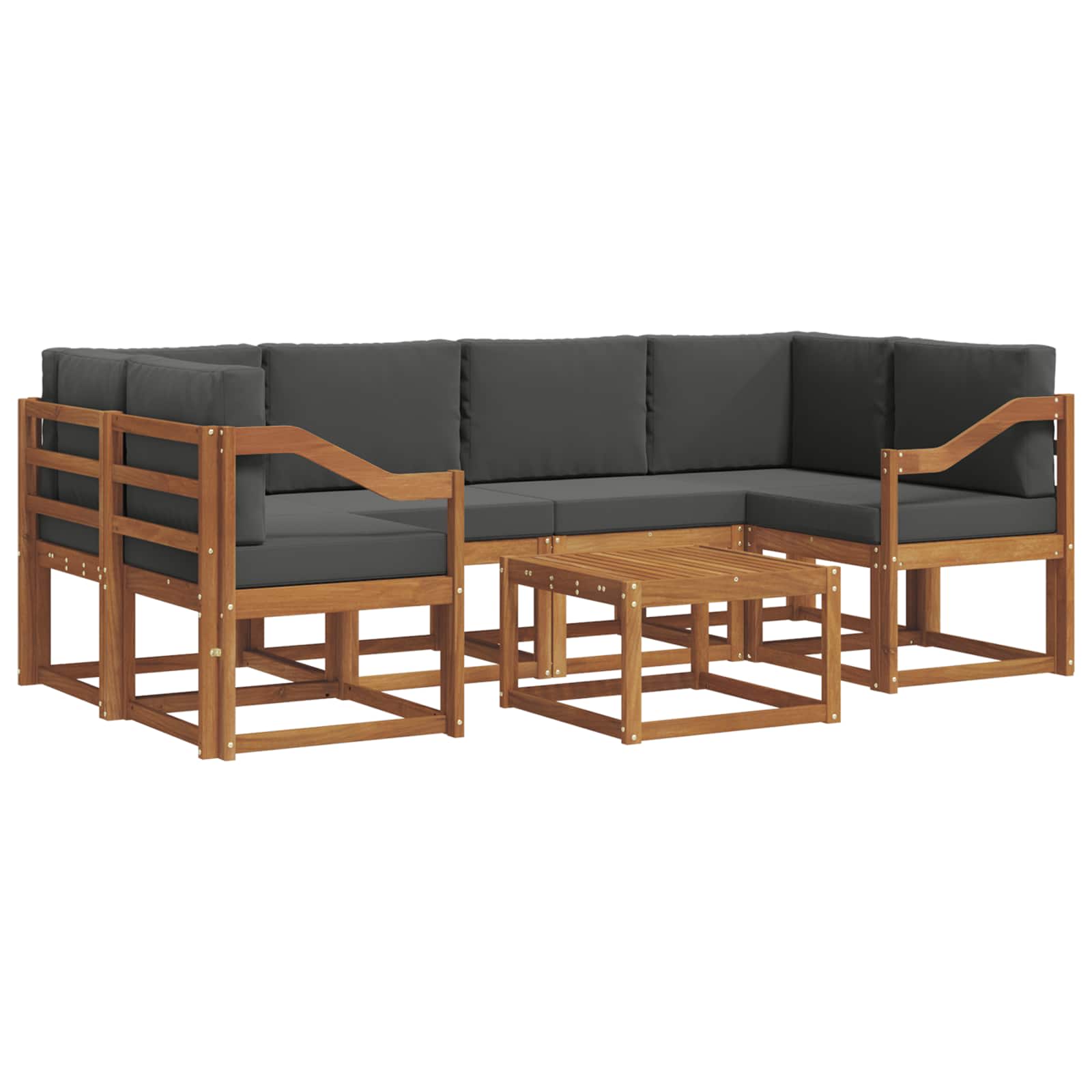 Outdoor-Sofagarnitur mit Kissen 7 pcs Natur und Anthrazit