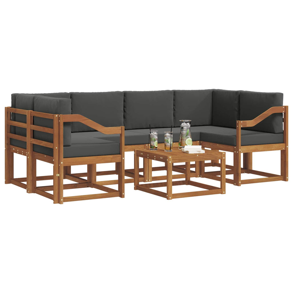Outdoor-Sofagarnitur mit Kissen 7 pcs Natur und Anthrazit