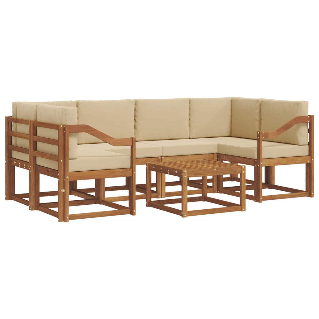 Outdoor-Sofagarnitur mit Kissen 7 pcs Natur und Beige