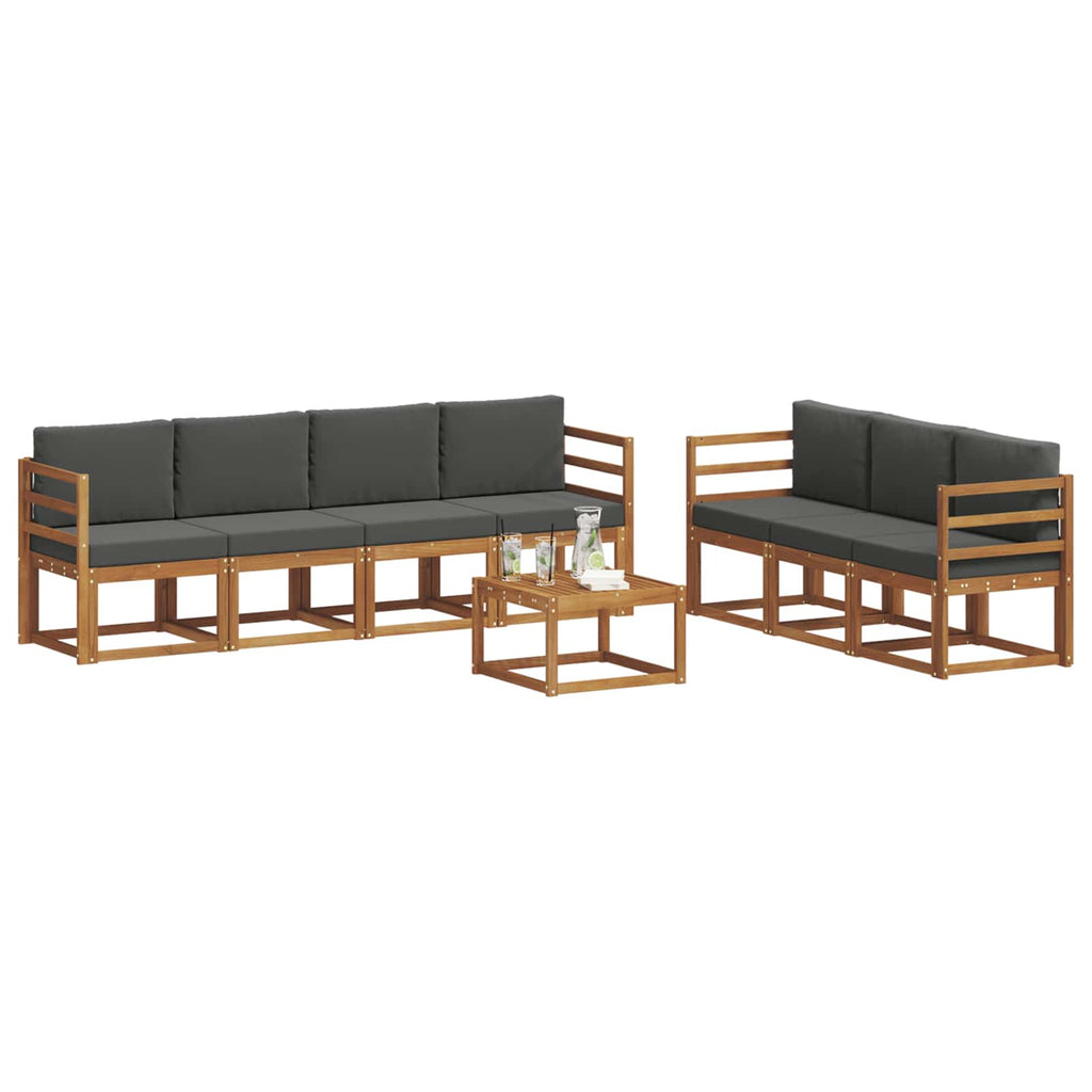 Outdoor-Sofagarnitur mit Kissen 8 pcs Natur und Anthrazit