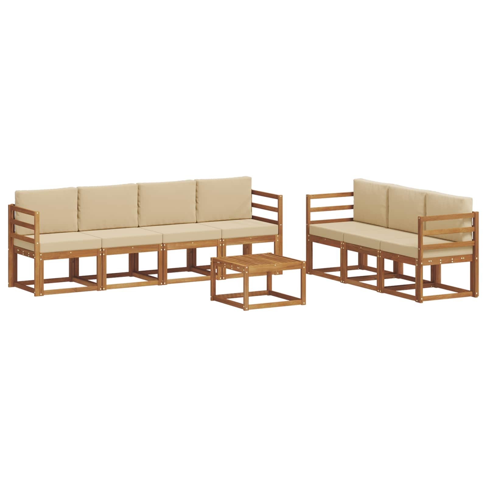 Outdoor-Sofagarnitur mit Kissen 8 pcs Natur und Beige