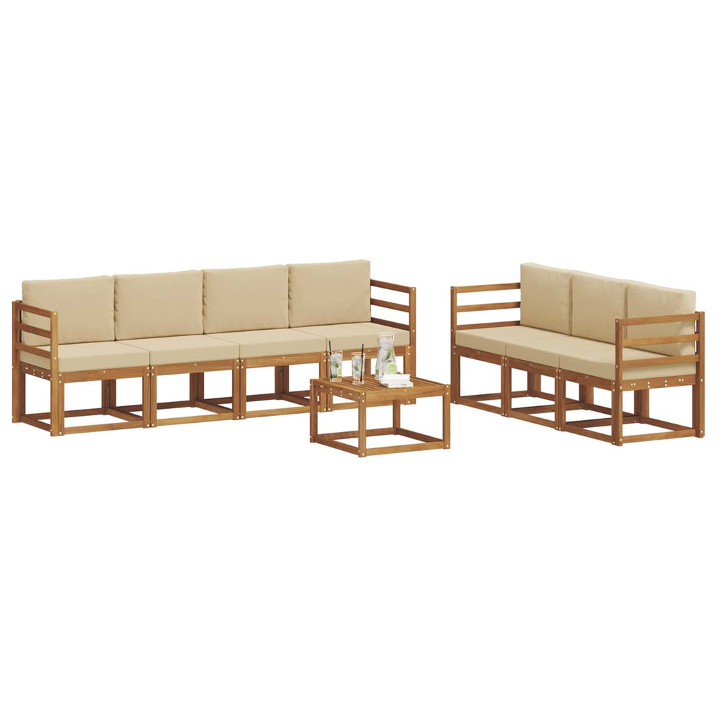 Outdoor-Sofagarnitur mit Kissen 8 pcs Natur und Beige