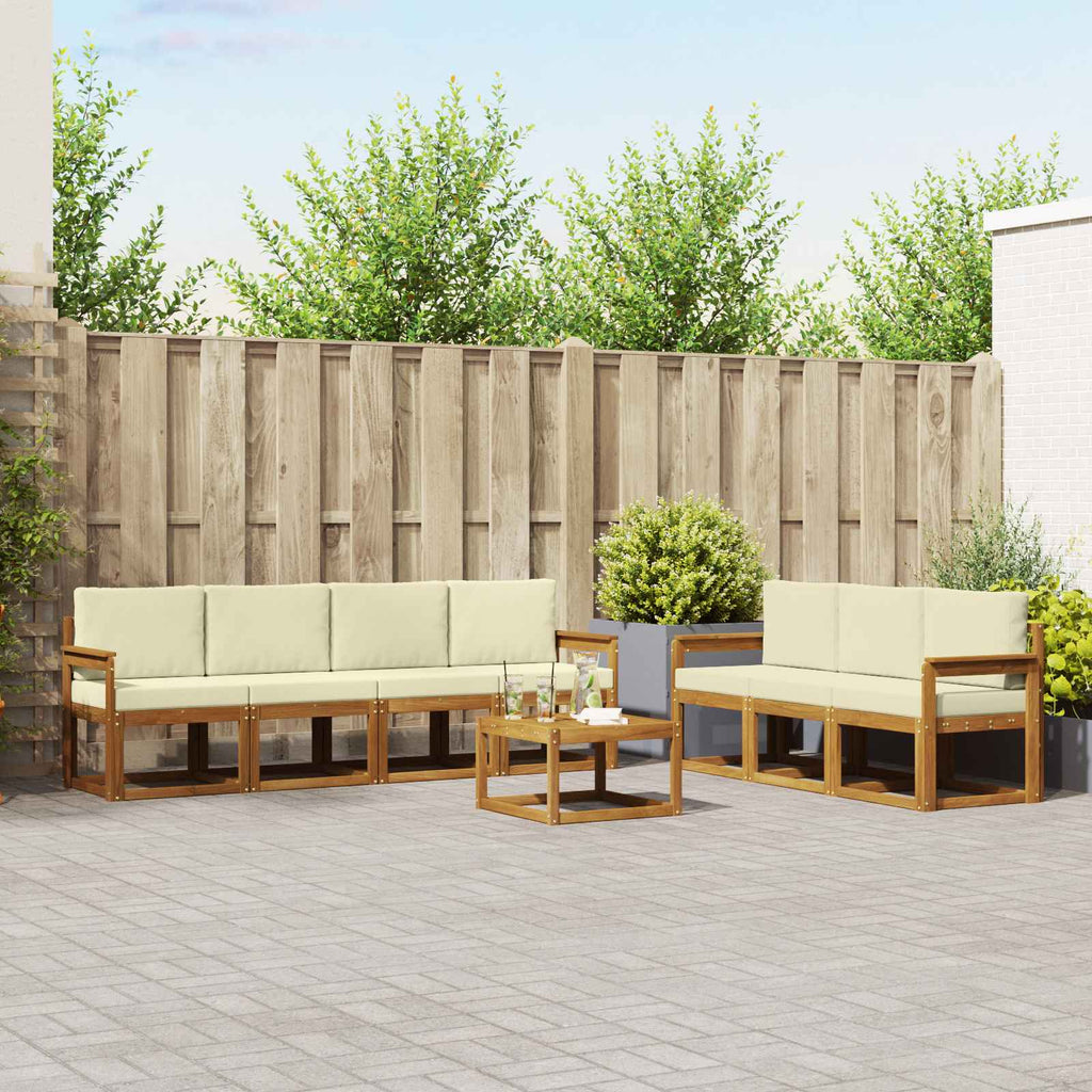 Outdoor-Sofagarnitur mit Kissen 8 pcs Natur und Creme