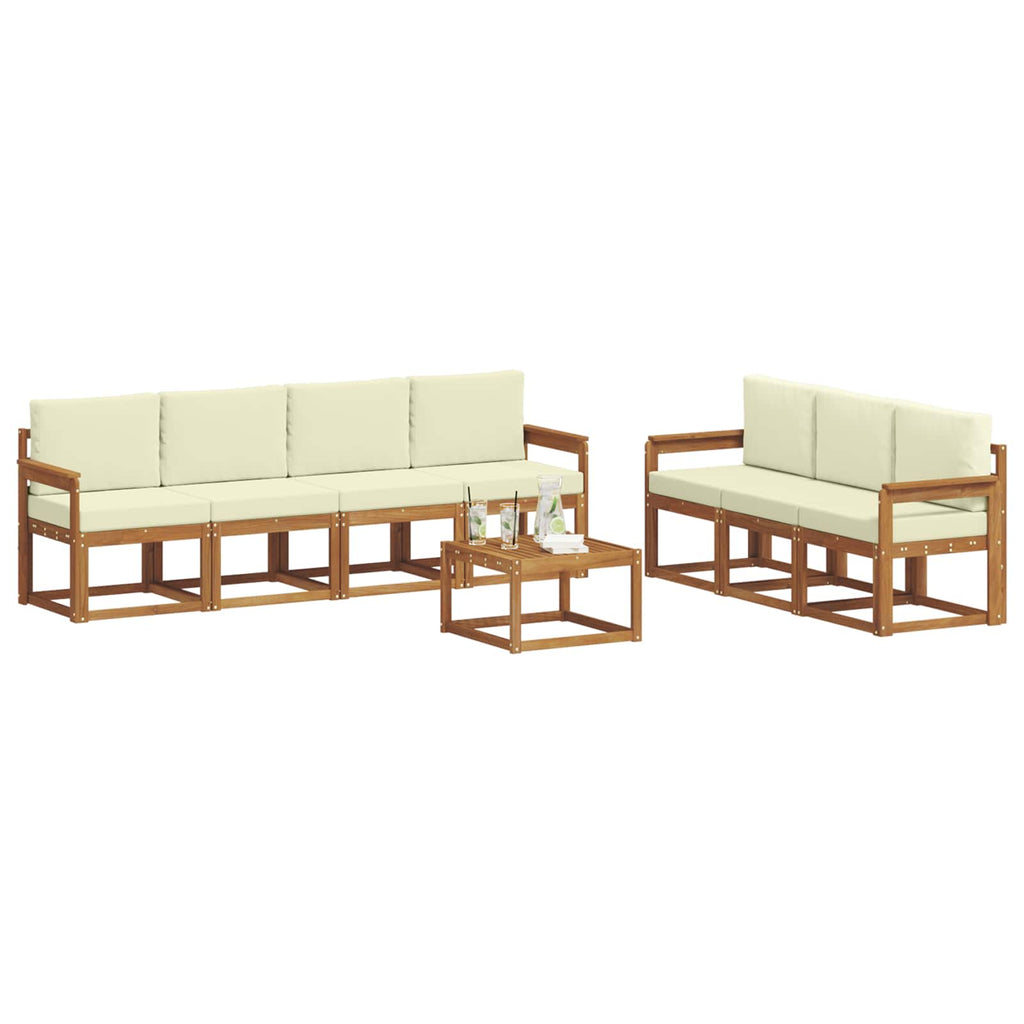 Outdoor-Sofagarnitur mit Kissen 8 pcs Natur und Creme