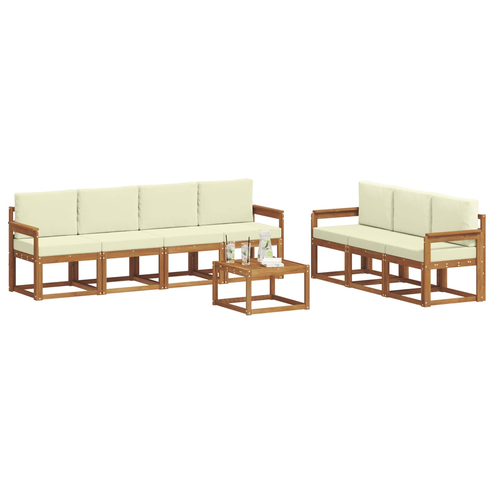 Outdoor-Sofagarnitur mit Kissen 8 pcs Natur und Creme