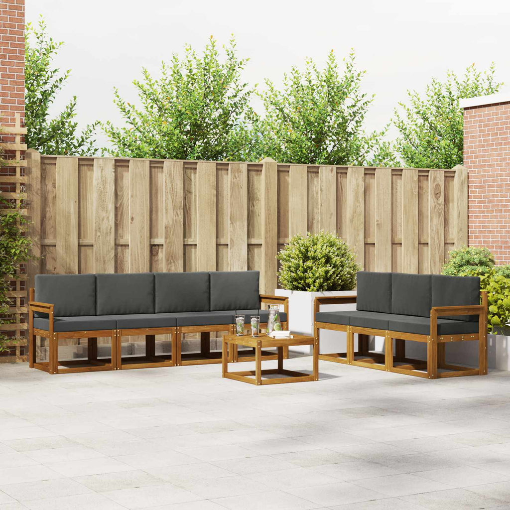 Outdoor-Sofagarnitur mit Kissen 8 pcs Natur und Anthrazit