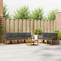 Outdoor-Sofagarnitur mit Kissen 8 pcs Natur und Anthrazit