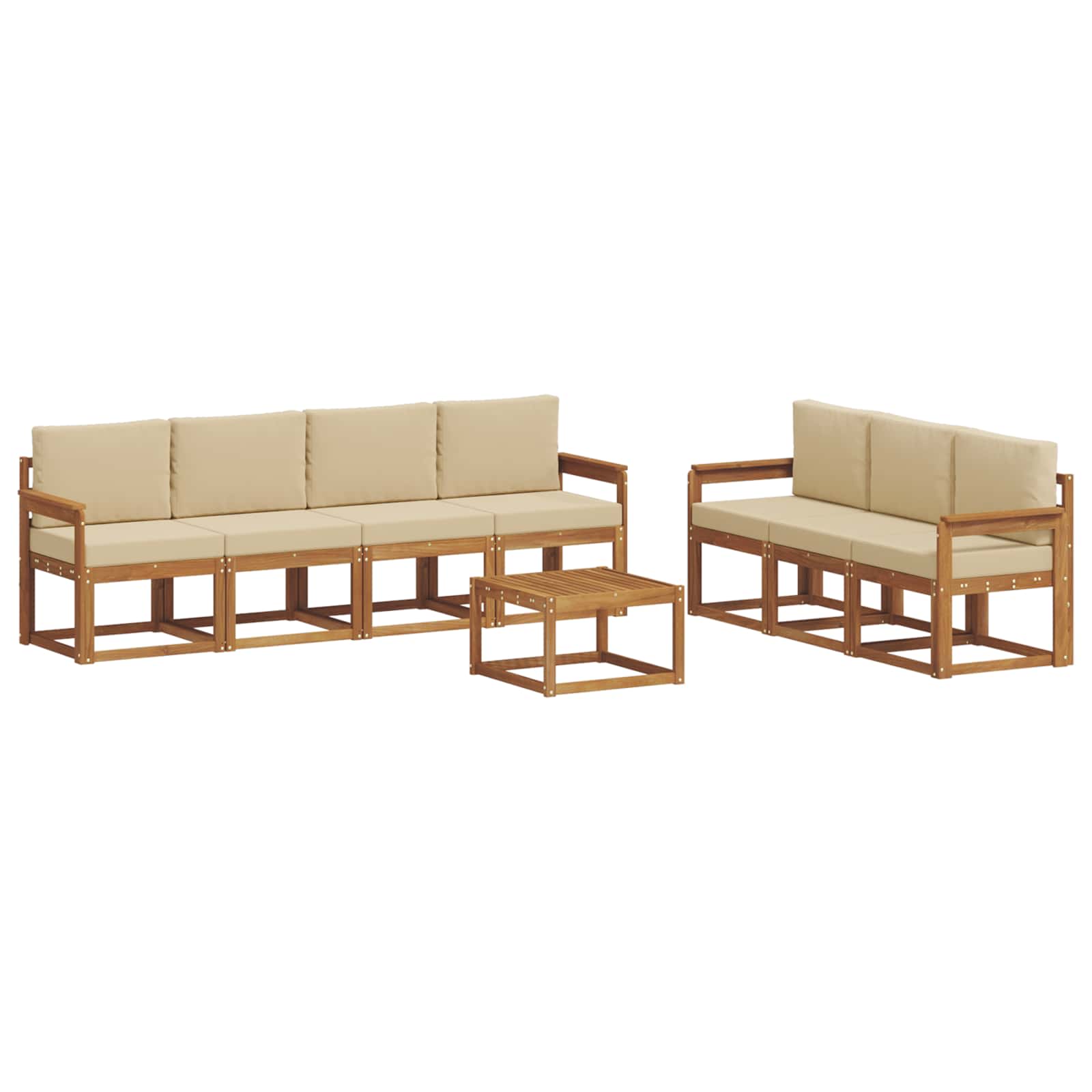 Outdoor-Sofagarnitur mit Kissen 8 pcs Natur und Beige