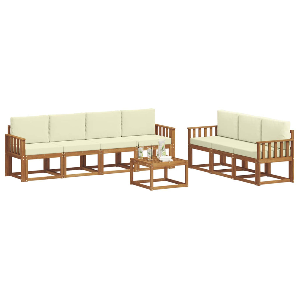 Outdoor-Sofagarnitur mit Kissen 8 pcs Natur und Creme