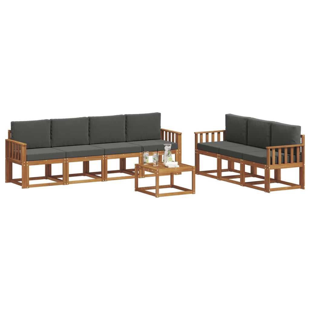Outdoor-Sofagarnitur mit Kissen 8 pcs Natur und Anthrazit