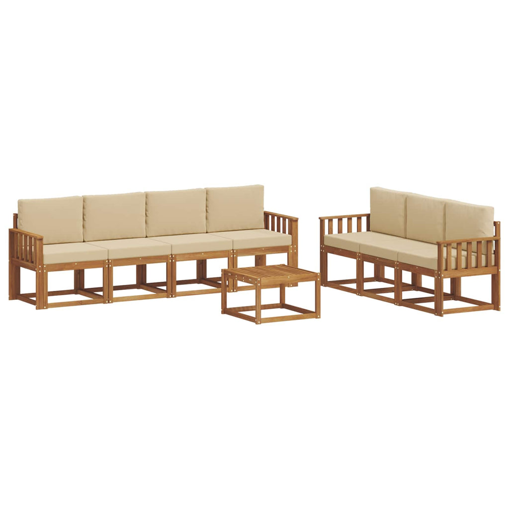 Outdoor-Sofagarnitur mit Kissen 8 pcs Natur und Beige