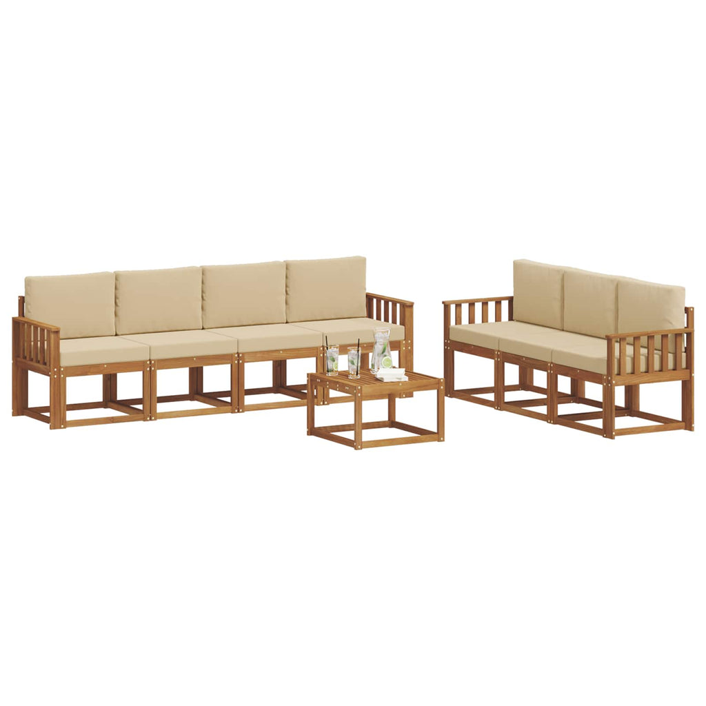 Outdoor-Sofagarnitur mit Kissen 8 pcs Natur und Beige