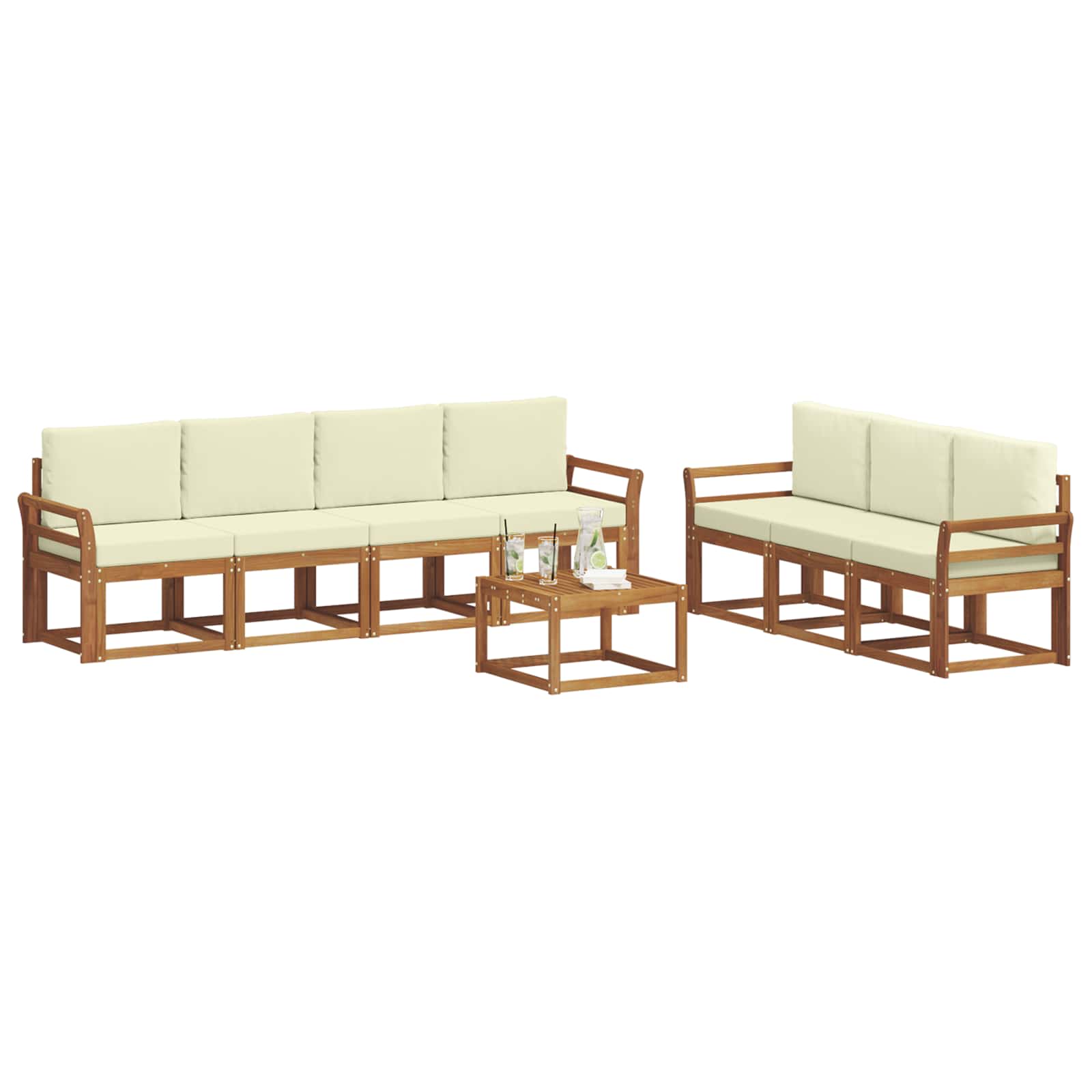 Outdoor-Sofagarnitur mit Kissen 8 pcs Natur und Creme