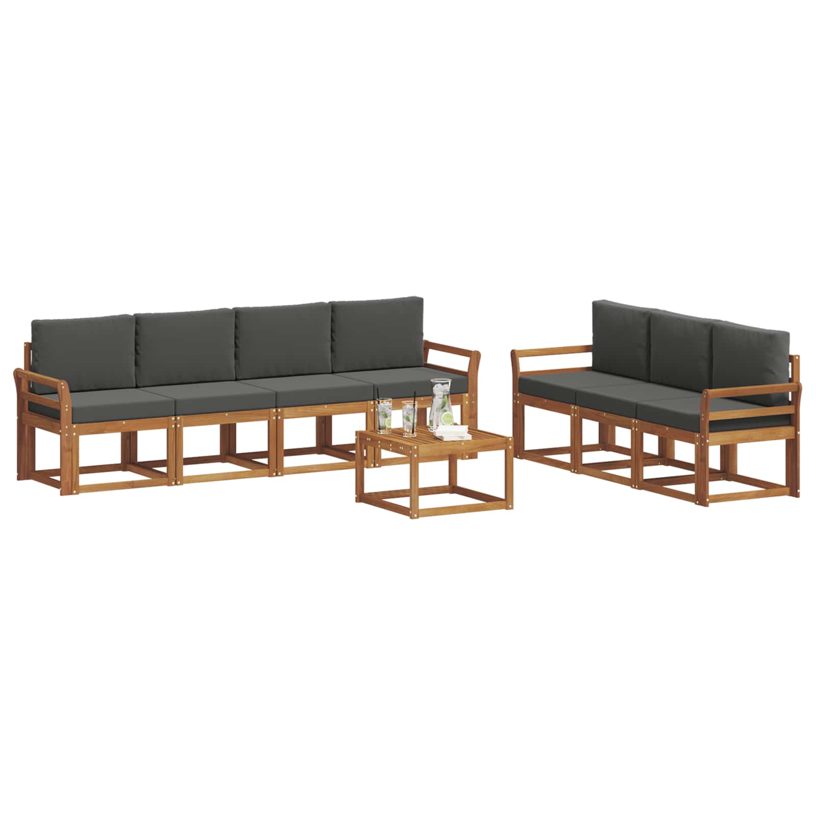 Outdoor-Sofagarnitur mit Kissen 8 pcs Natur und Anthrazit
