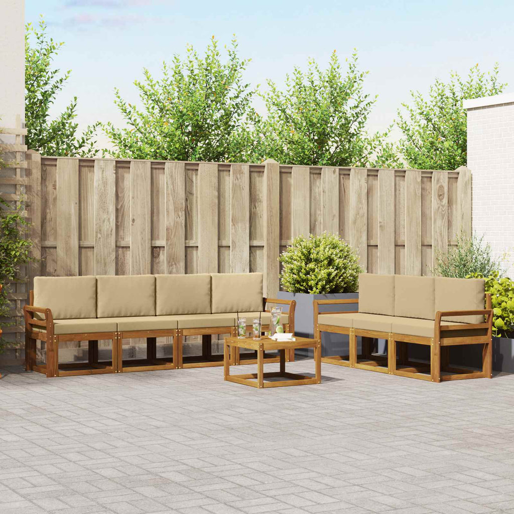 Outdoor-Sofagarnitur mit Kissen 8 pcs Natur und Beige