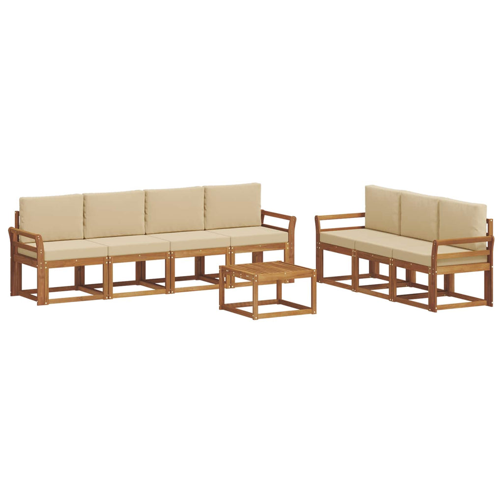 Outdoor-Sofagarnitur mit Kissen 8 pcs Natur und Beige