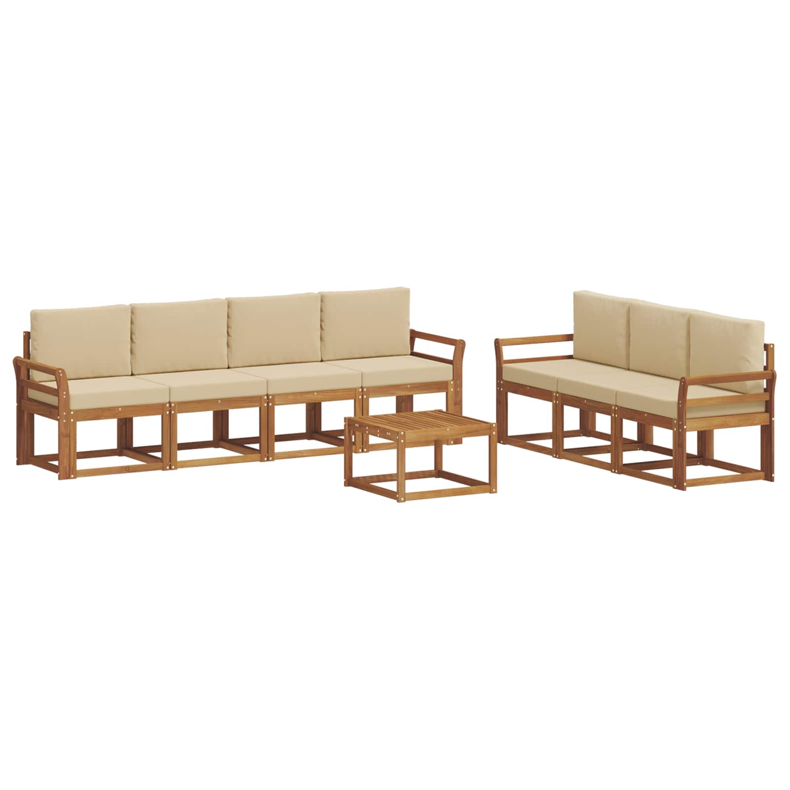 Outdoor-Sofagarnitur mit Kissen 8 pcs Natur und Beige