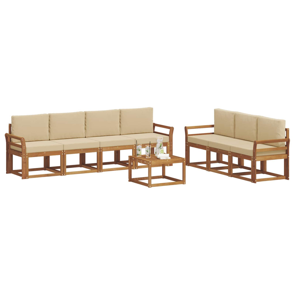 Outdoor-Sofagarnitur mit Kissen 8 pcs Natur und Beige