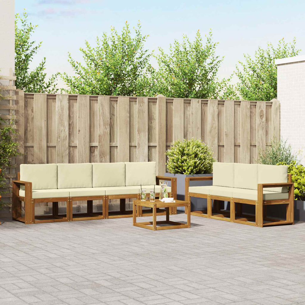 Outdoor-Sofagarnitur mit Kissen 8 pcs Natur und Creme