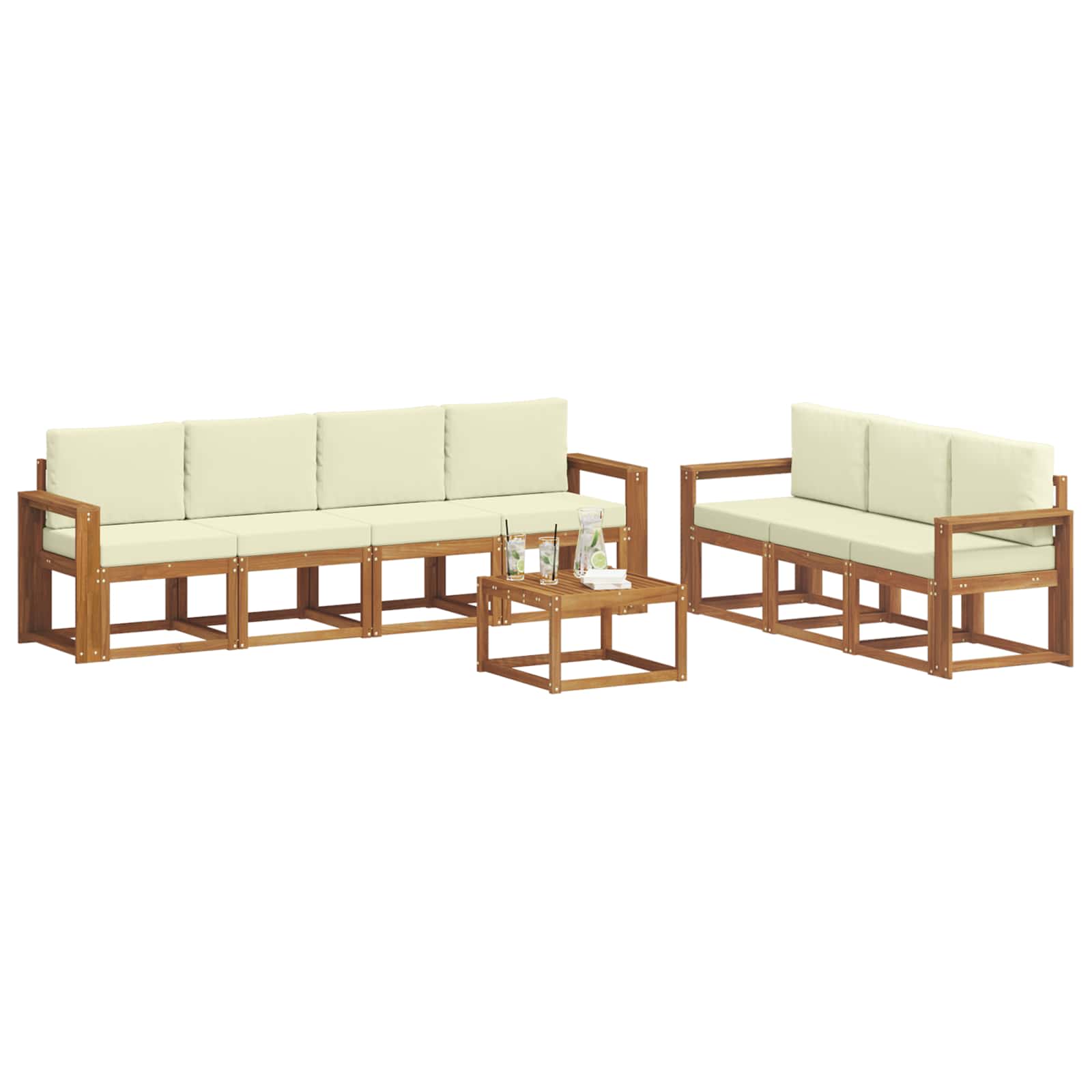 Outdoor-Sofagarnitur mit Kissen 8 pcs Natur und Creme