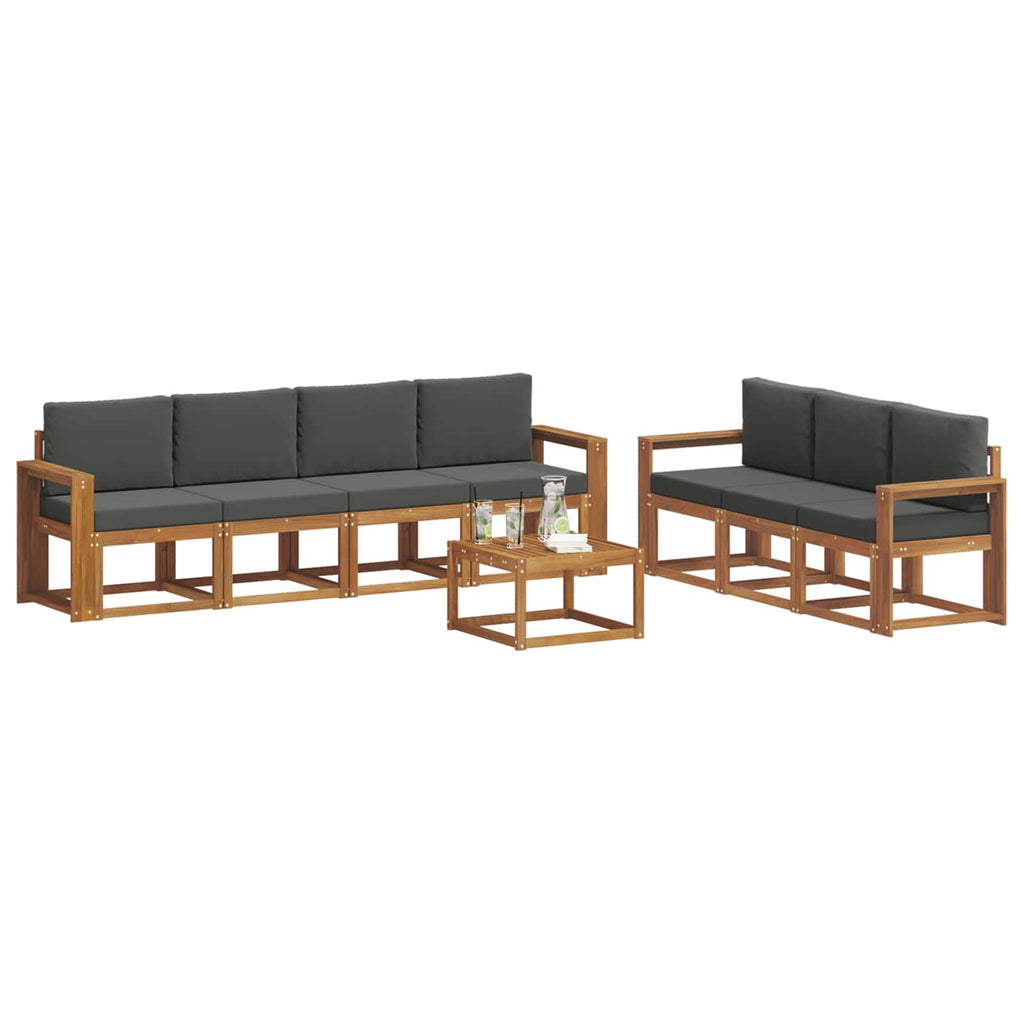 Outdoor-Sofagarnitur mit Kissen 8 pcs Natur und Anthrazit