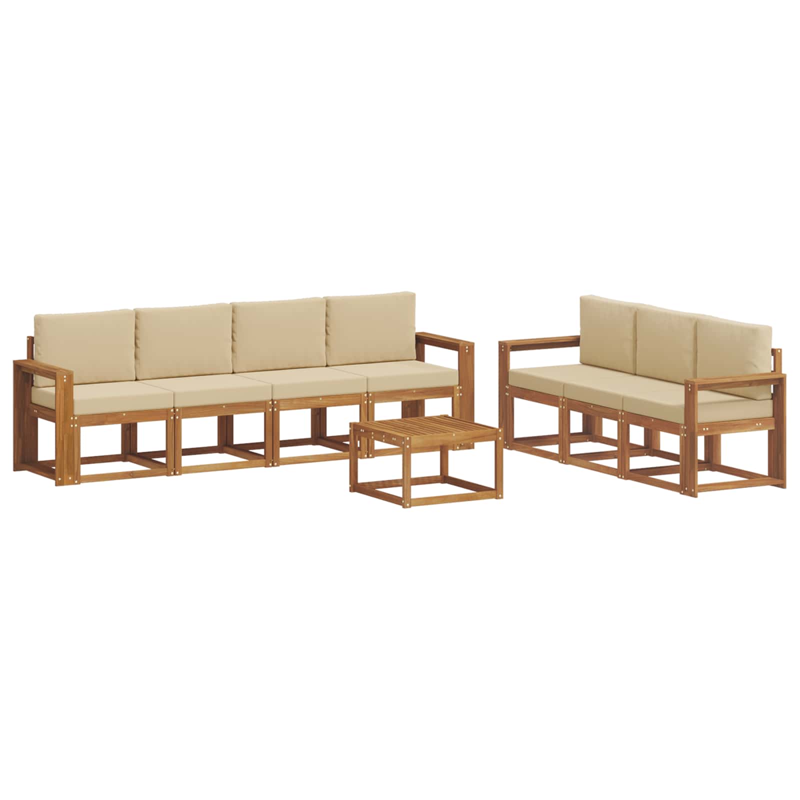 Outdoor-Sofagarnitur mit Kissen 8 pcs Natur und Beige