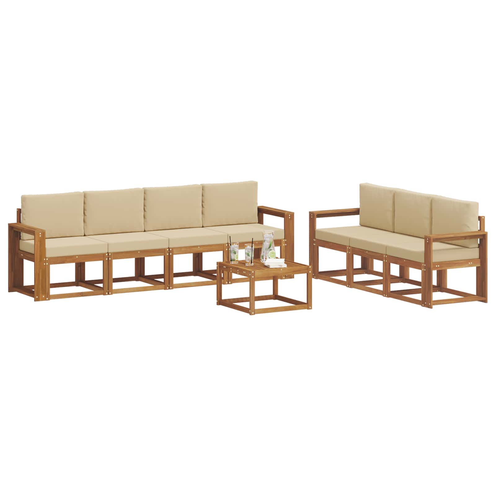 Outdoor-Sofagarnitur mit Kissen 8 pcs Natur und Beige
