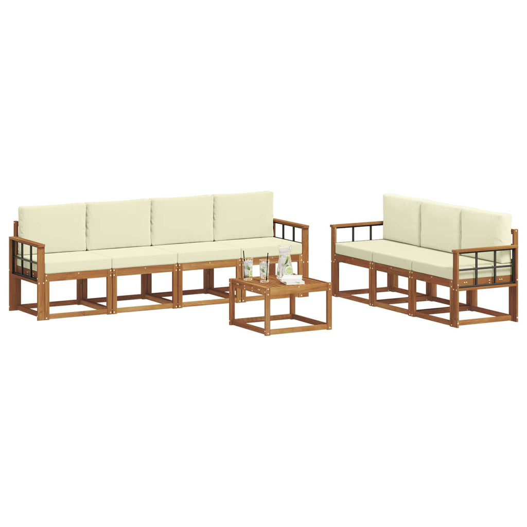 Outdoor-Sofagarnitur mit Kissen 8 pcs Natur und Creme
