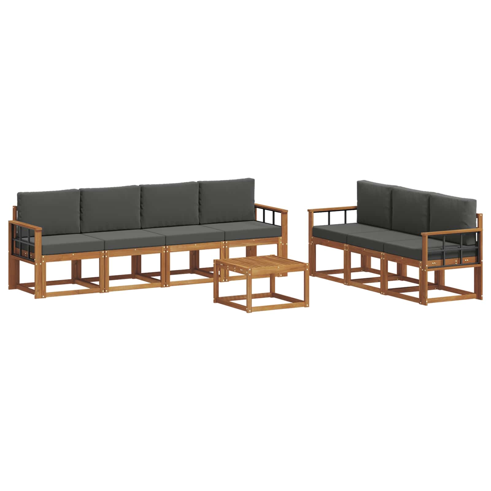 Outdoor-Sofagarnitur mit Kissen 8 pcs Natur und Anthrazit