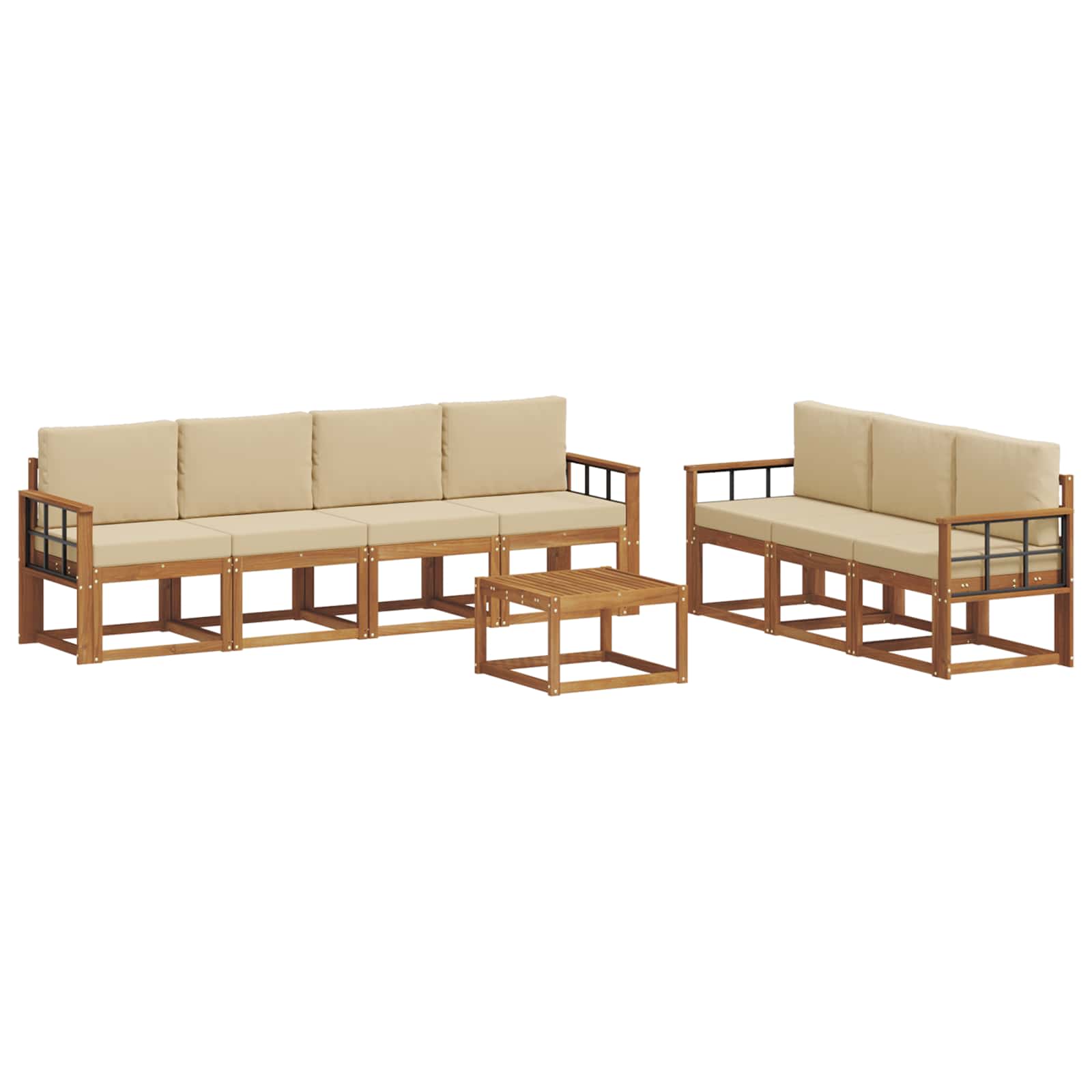 Outdoor-Sofagarnitur mit Kissen 8 pcs Natur und Beige