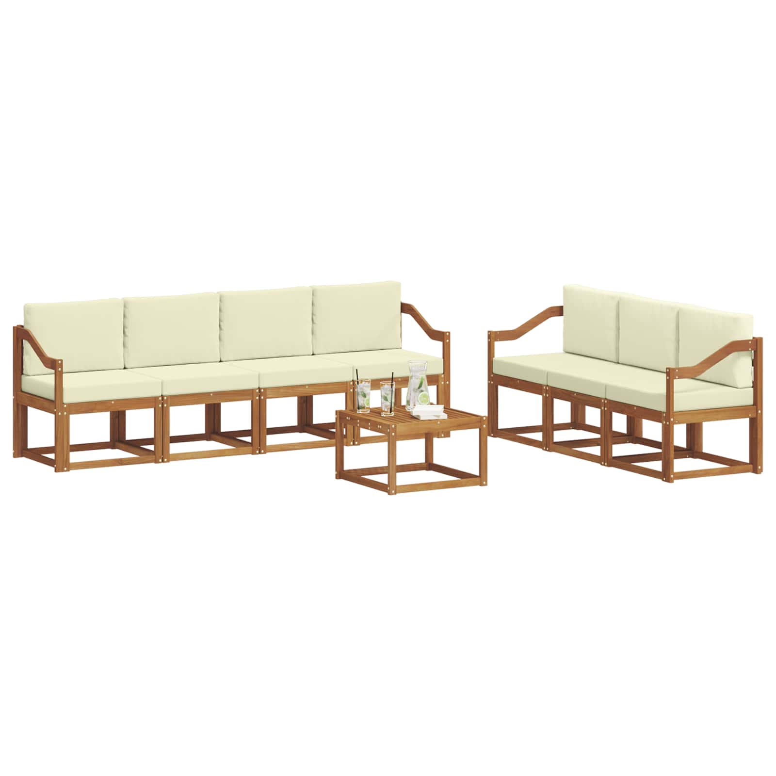 Outdoor-Sofagarnitur mit Kissen 8 pcs Natur und Creme