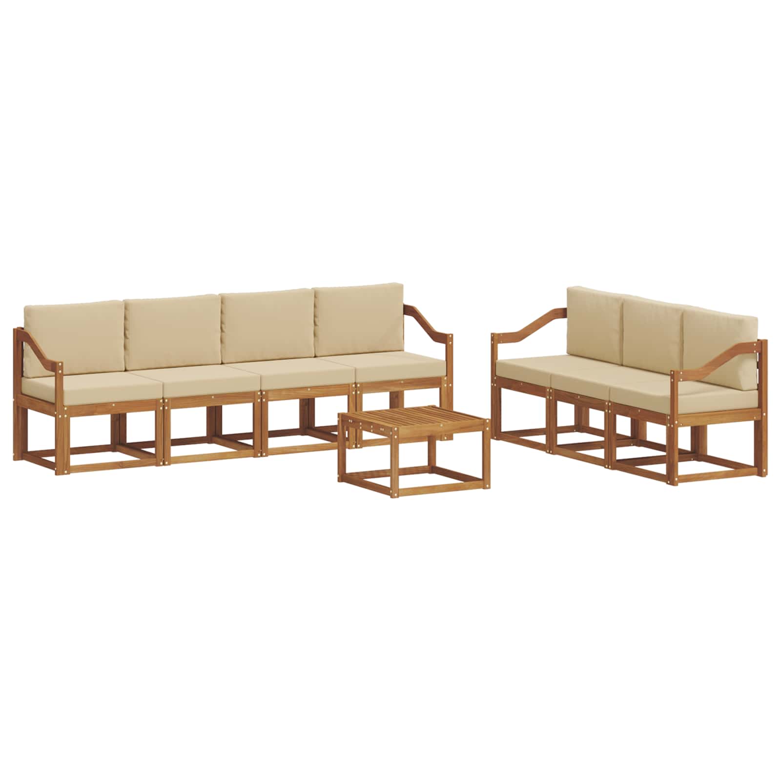 Outdoor-Sofagarnitur mit Kissen 8 pcs Natur und Beige