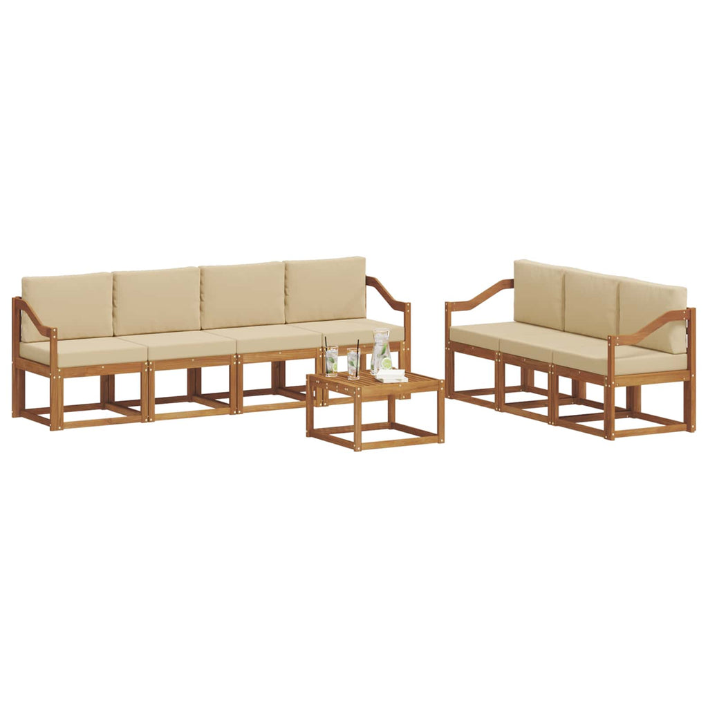 Outdoor-Sofagarnitur mit Kissen 8 pcs Natur und Beige