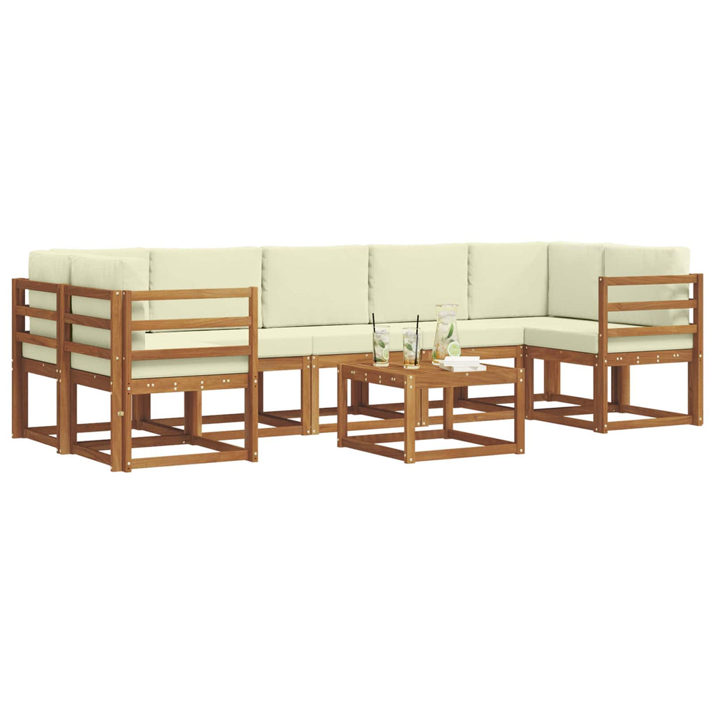 Outdoor-Sofagarnitur mit Kissen 8 pcs Natur und Creme