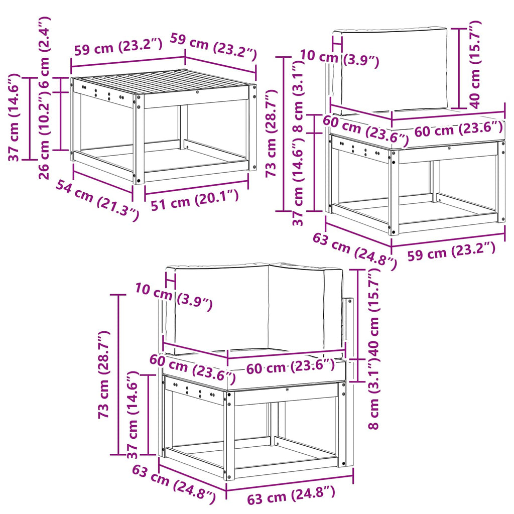 Outdoor-Sofagarnitur mit Kissen 8 pcs Natürlich und Hellgrau