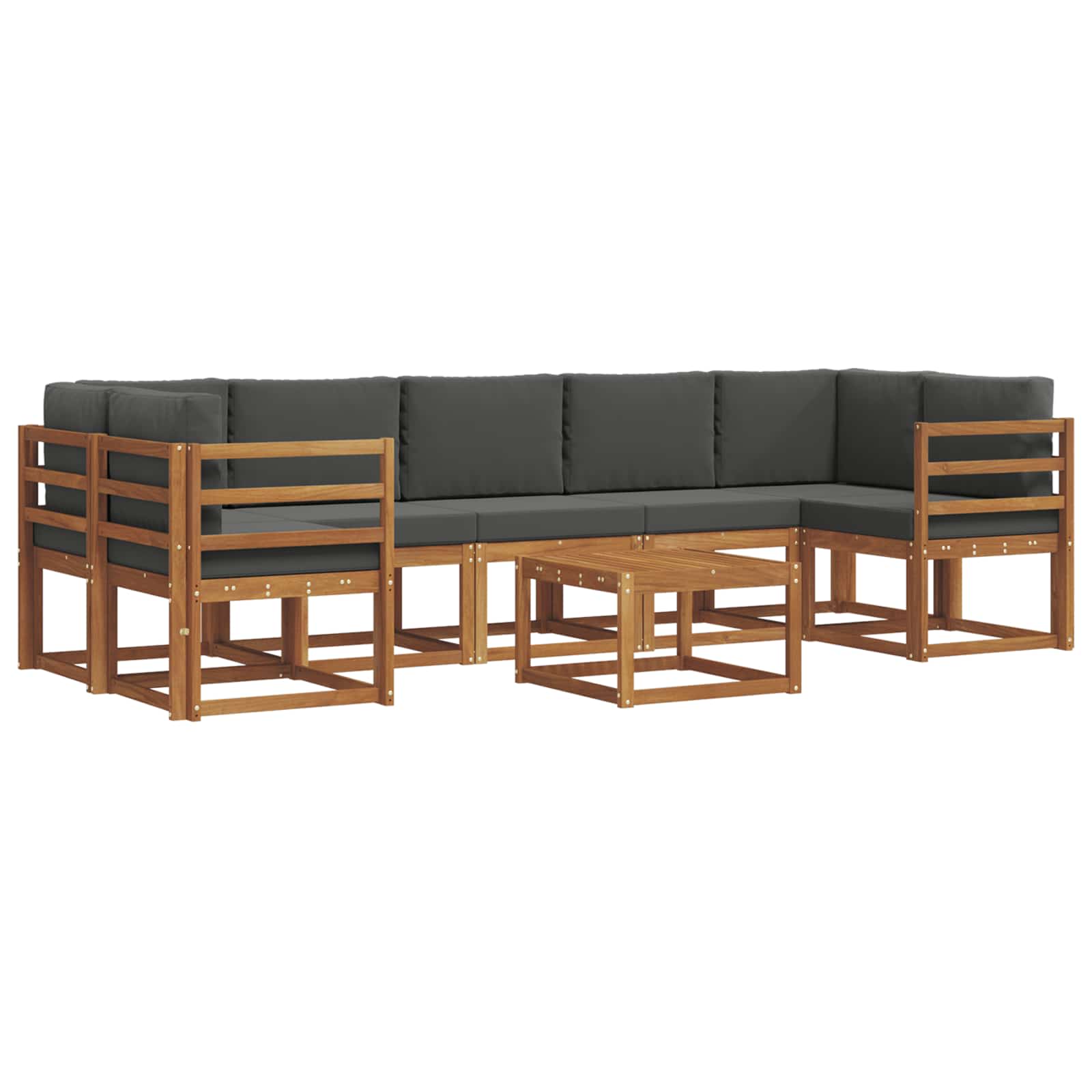 Outdoor-Sofagarnitur mit Kissen 8 pcs Natur und Anthrazit