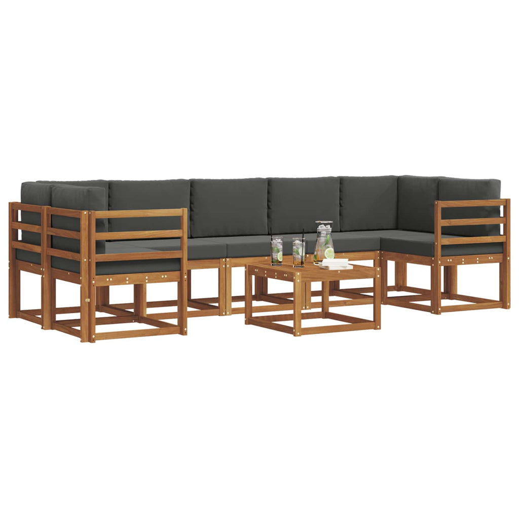 Outdoor-Sofagarnitur mit Kissen 8 pcs Natur und Anthrazit