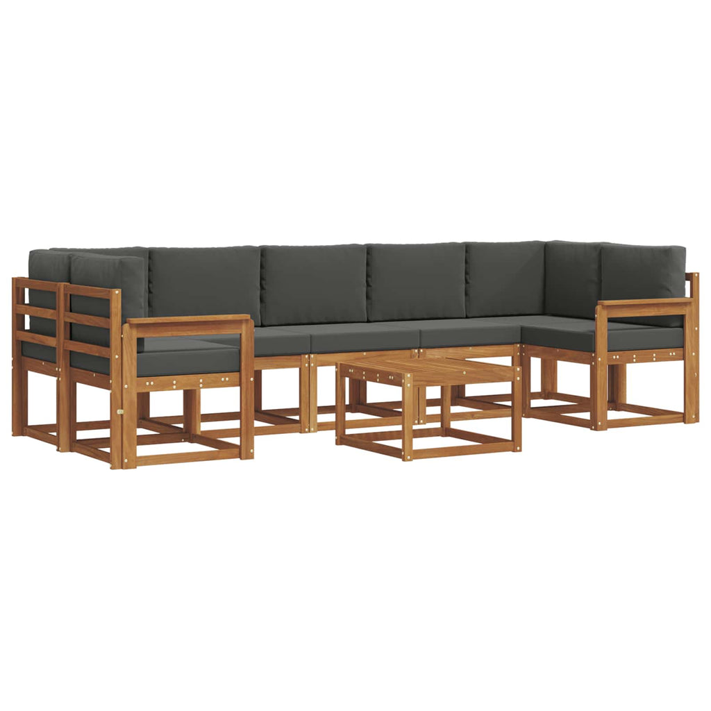 Outdoor-Sofagarnitur mit Kissen 8 pcs Natur und Anthrazit