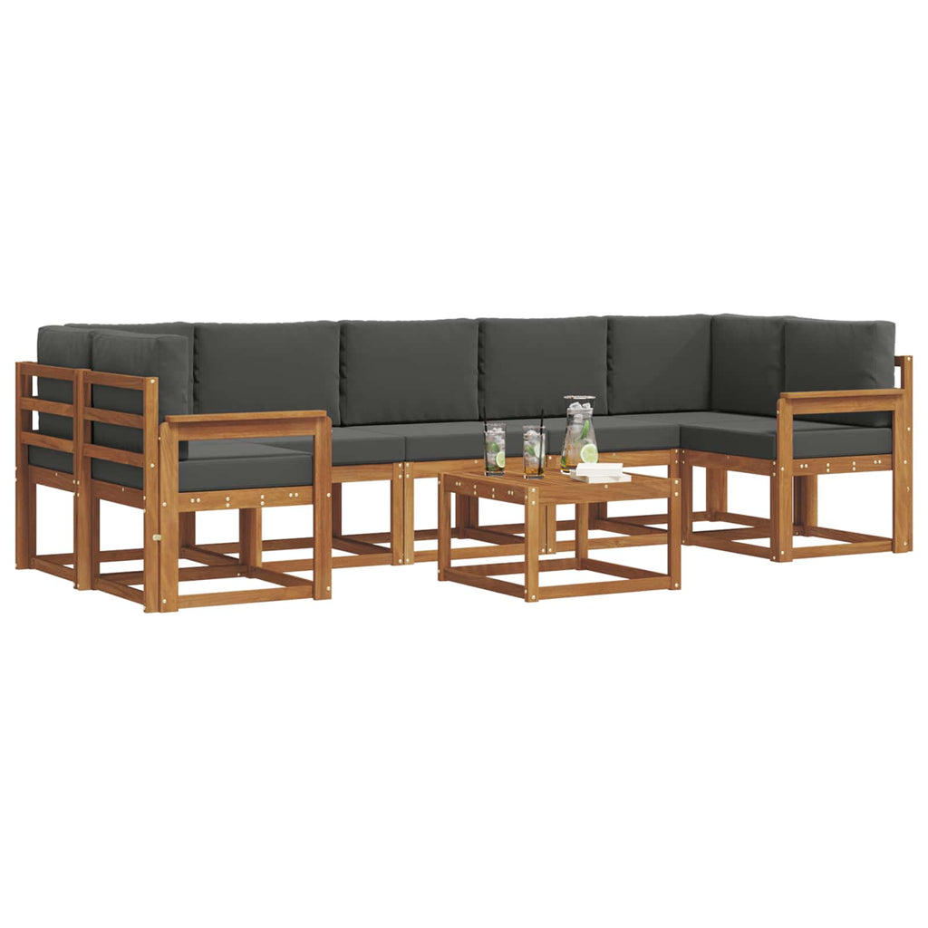 Outdoor-Sofagarnitur mit Kissen 8 pcs Natur und Anthrazit