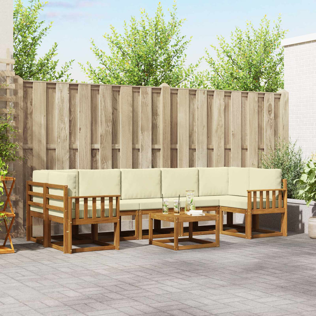 Outdoor-Sofagarnitur mit Kissen 8 pcs Natur und Creme